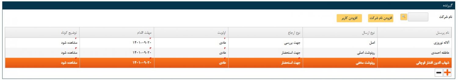 وضعیت نامه ها در اتوماسیون اداری